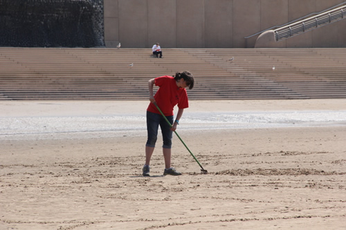raking on the beach