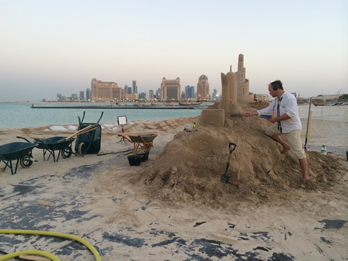 making giant sand castle