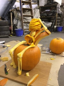 fred pumpkin skeleton being made