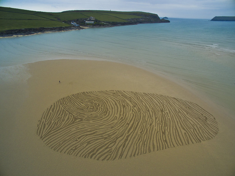 Thumb print sand drawing, Hawkers Cove, Cornwall