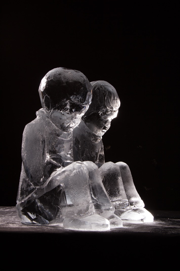 Sculpting progress of ice sculptures