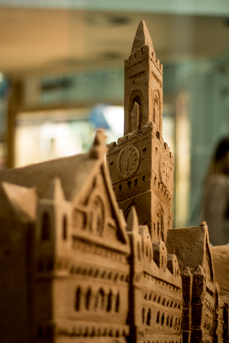 Close up of Bradford City Hall sand sculpture