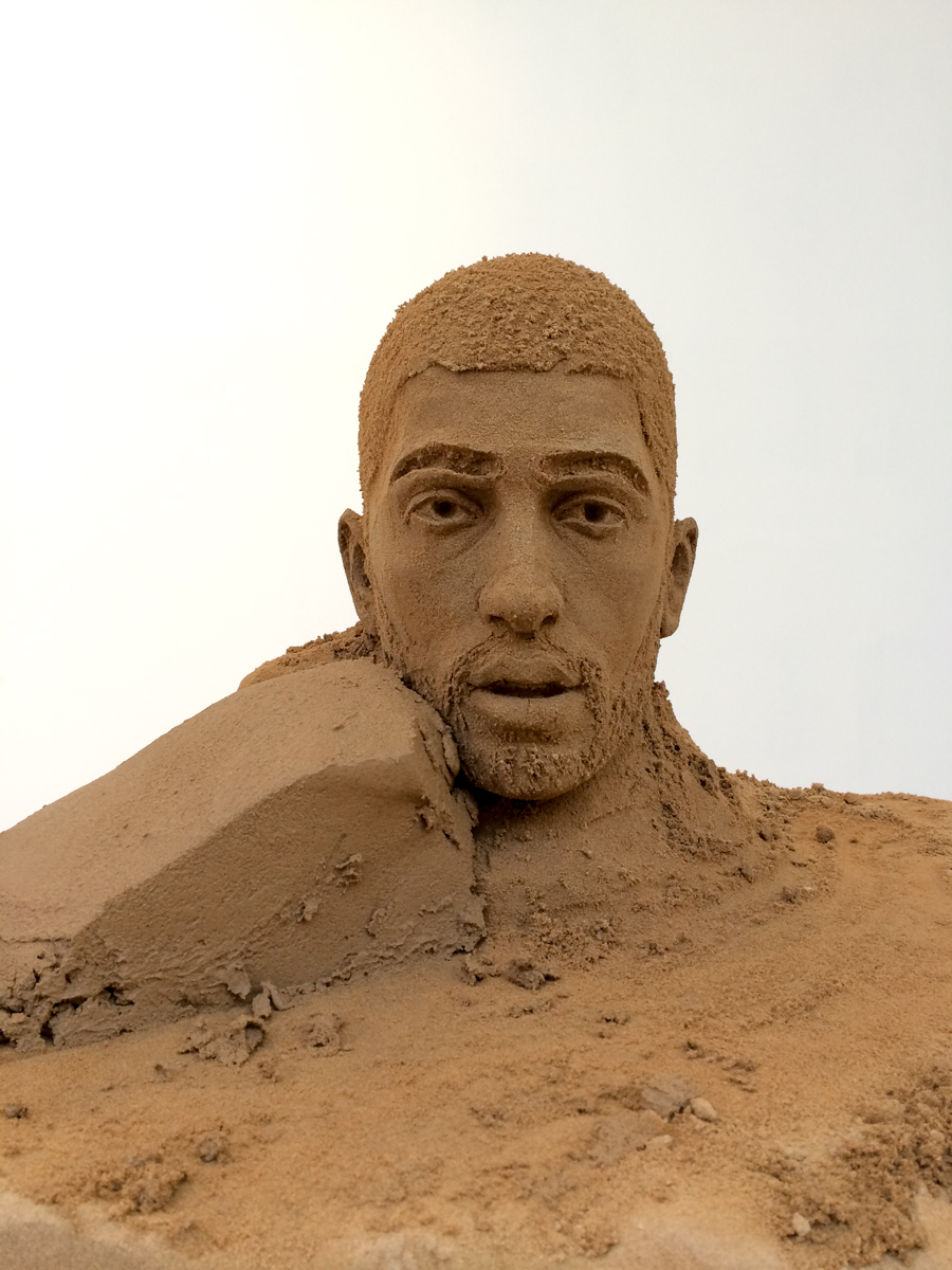 Zayn Malik sand sculpture in progress