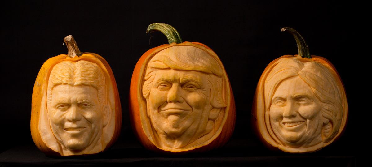 Celebrity pumpkin carving portraits