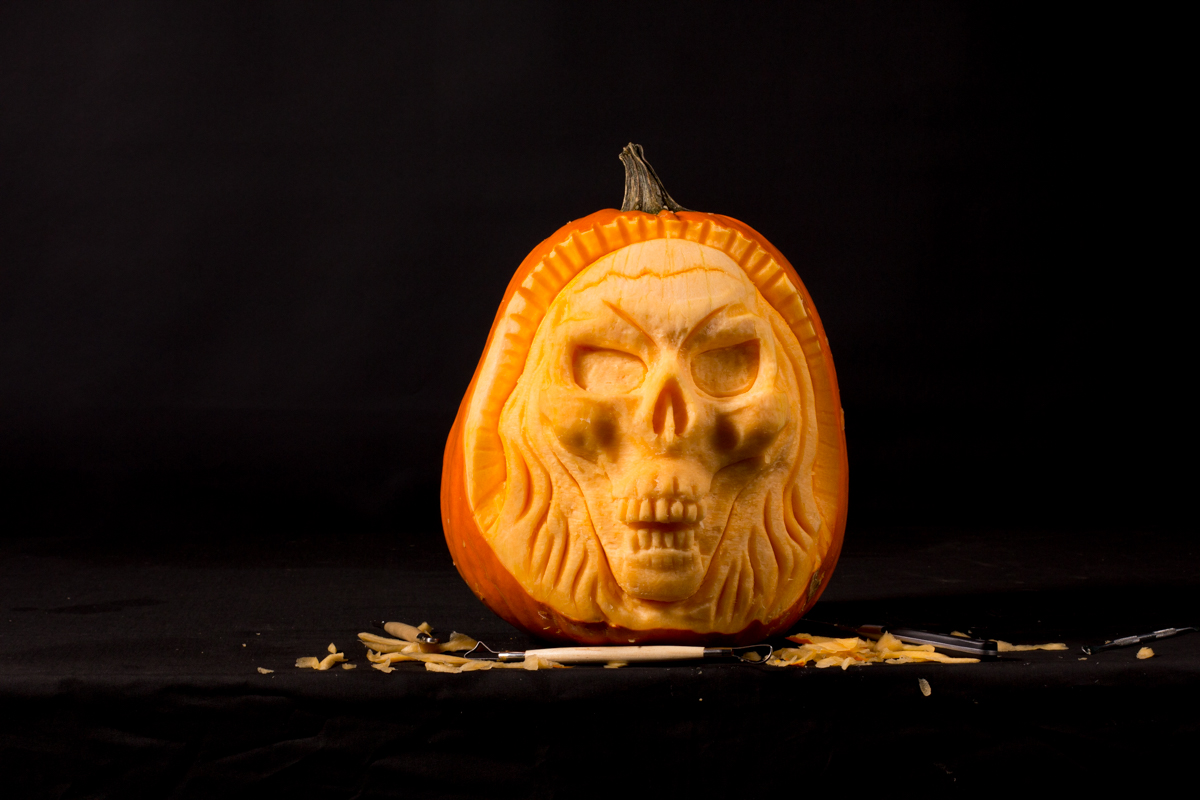 3D Skull pumpkin carving
