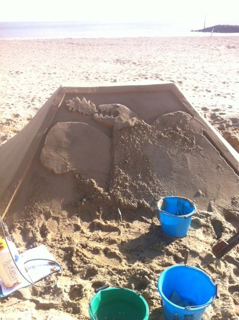 building the sand sculpture