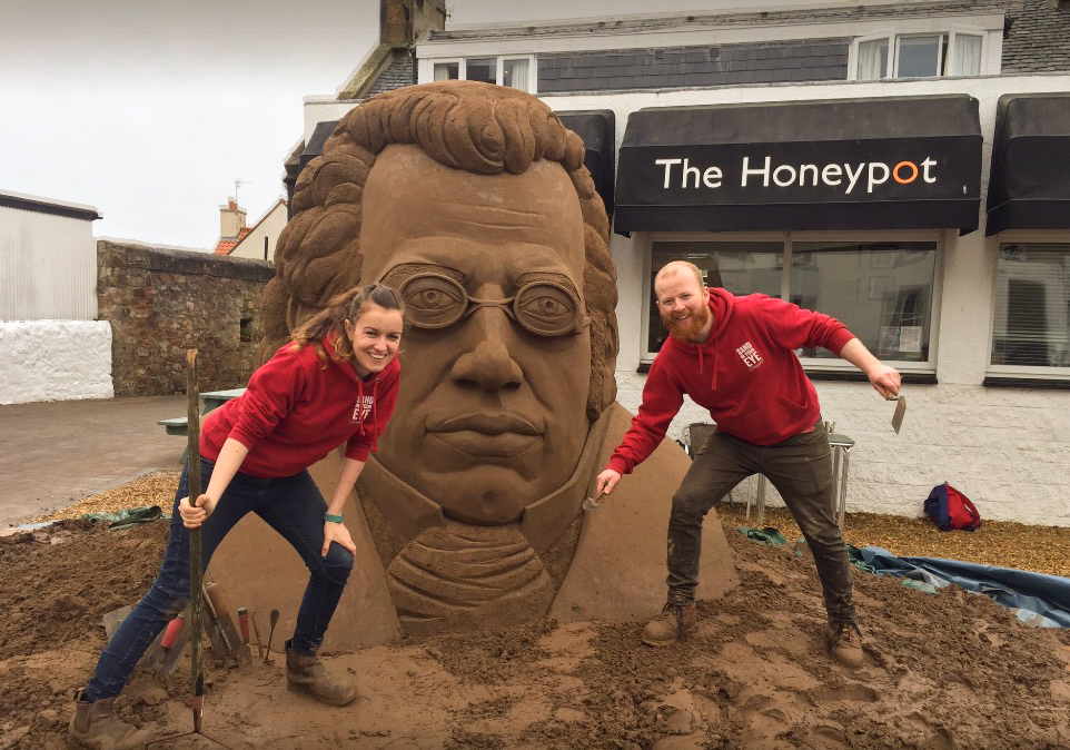 Schubert sand sculpture East Neuk Festival and Sand In Your Eye