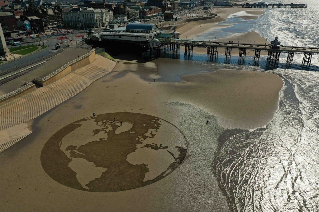 sand drawing Blackpool beach