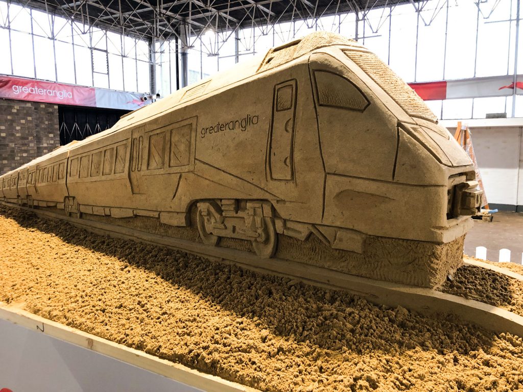 sand sculpture replica train
