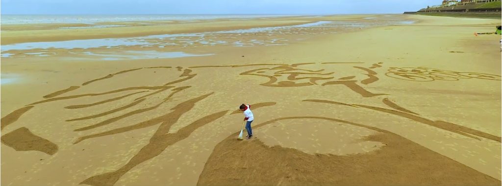 sand drawing drone footage