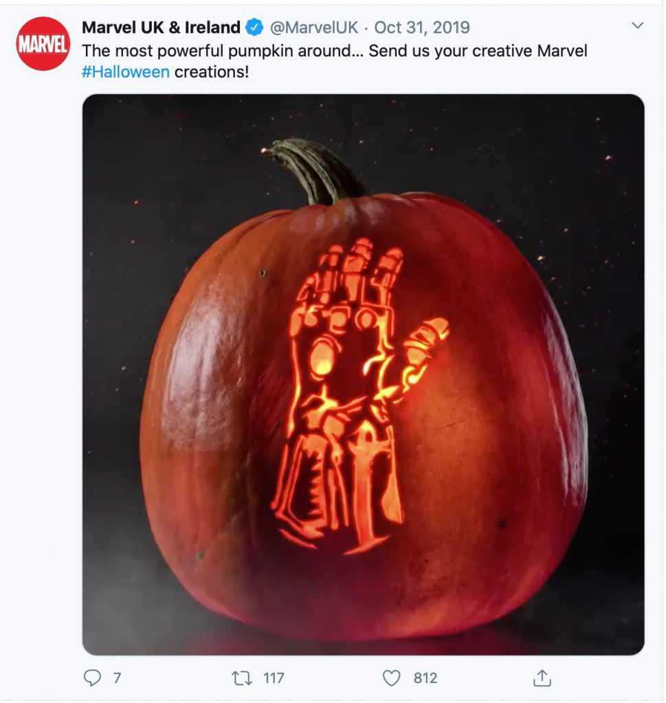 marvel comics carved pumpkin